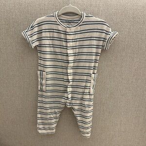 Angel Dear Short Sleeve Ribbed Button Up Romper 3-6mo